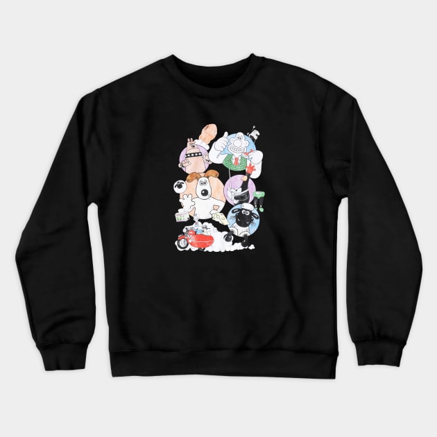 Wallace And Gromit Back Print Grey Marl Crewneck Sweatshirt by GWCVFG